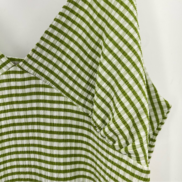 LISA SAYS GAH Green Stripe tank Dress 0320 seersucker textured babydoll - Picture 6 of 12